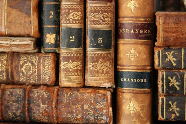 Close up of old antique books