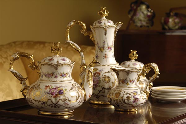 Antique tea and coffee set with creamer and sugar bowl